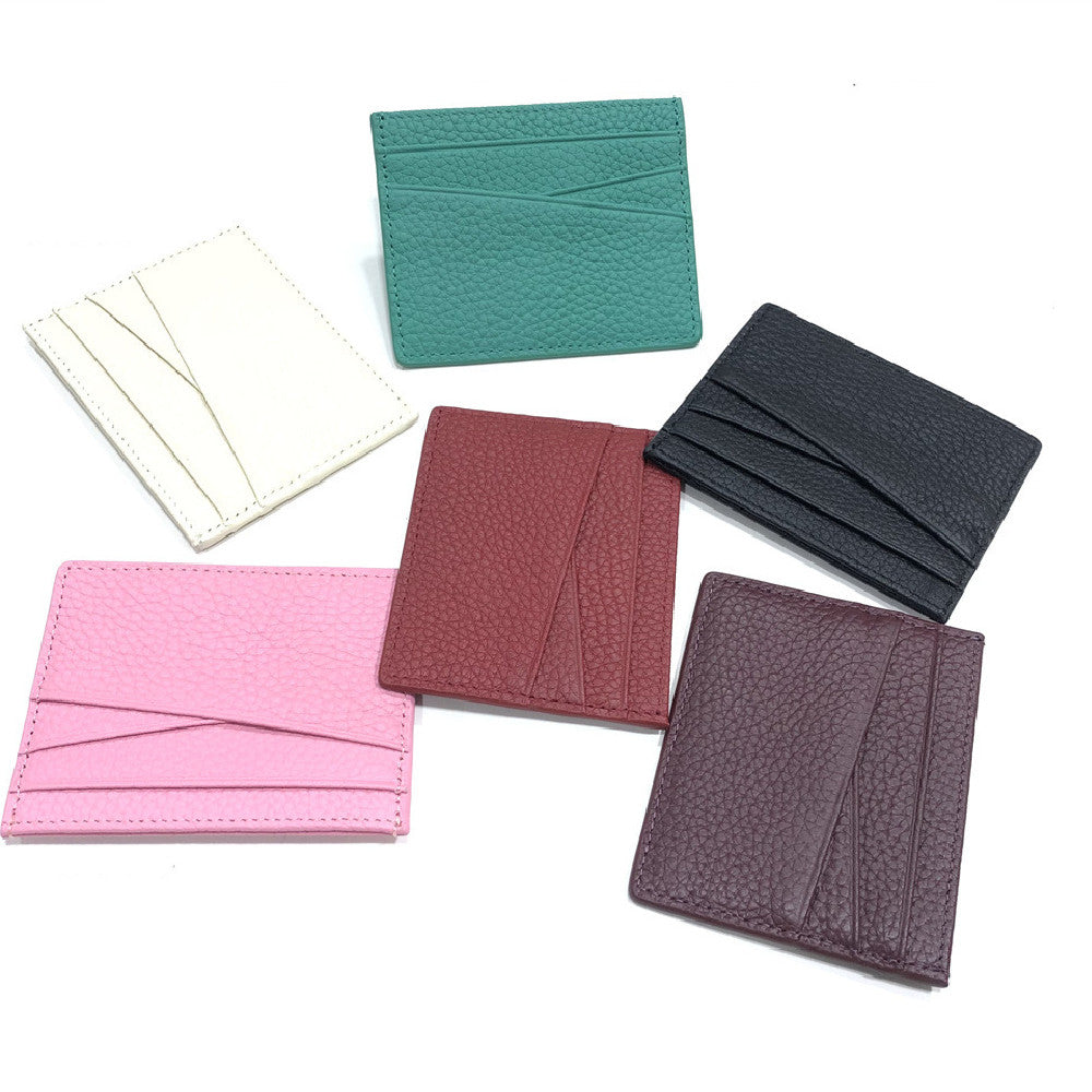 Leather Oil Edge Oblique Thin Bank Card Holder Soft Cowhide Document Package