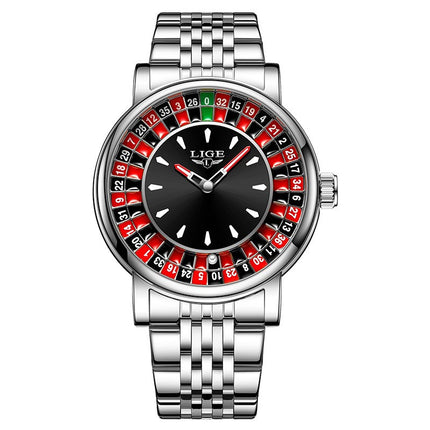 Mens Roulette Luminous Waterproof Quartz Watch