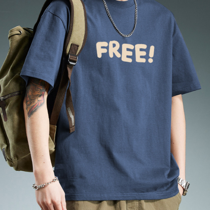 Heavyweight Cotton Short Sleeve T-Shirt Men Casual Printed Tee