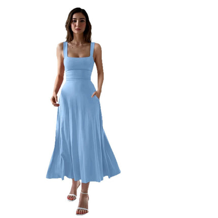 Elegant Square Neck Chiffon Dress