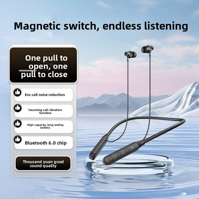 Wireless Bluetooth Neckband Headset with Magnetic Earbuds