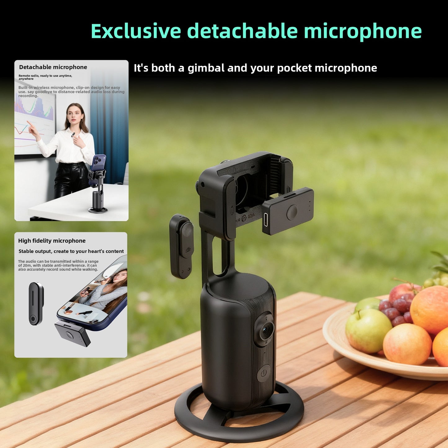 360 Rotating AI Tracking Phone Gimbal