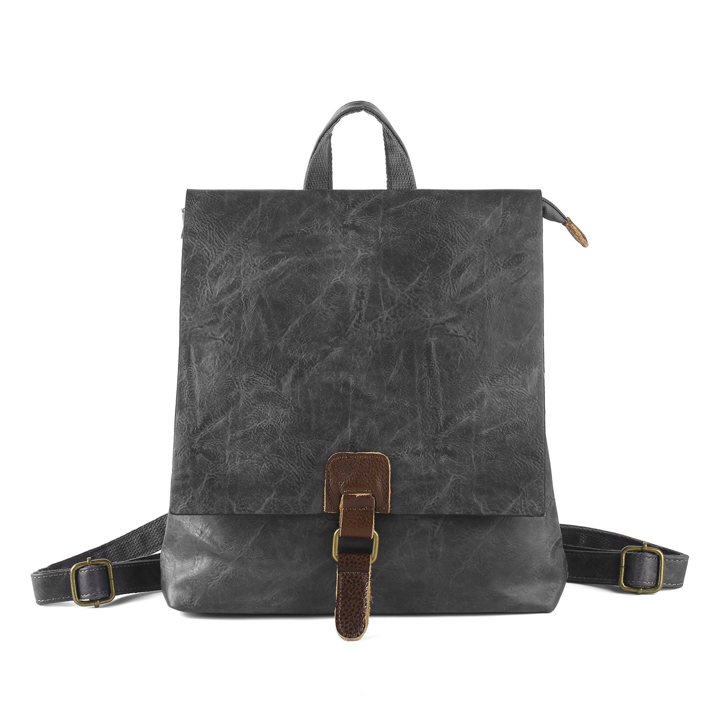 Vintage PU Leather Backpack with Multiple Pockets