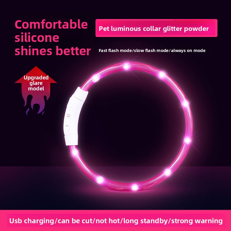 Dog and cat glow-in-the-dark collars