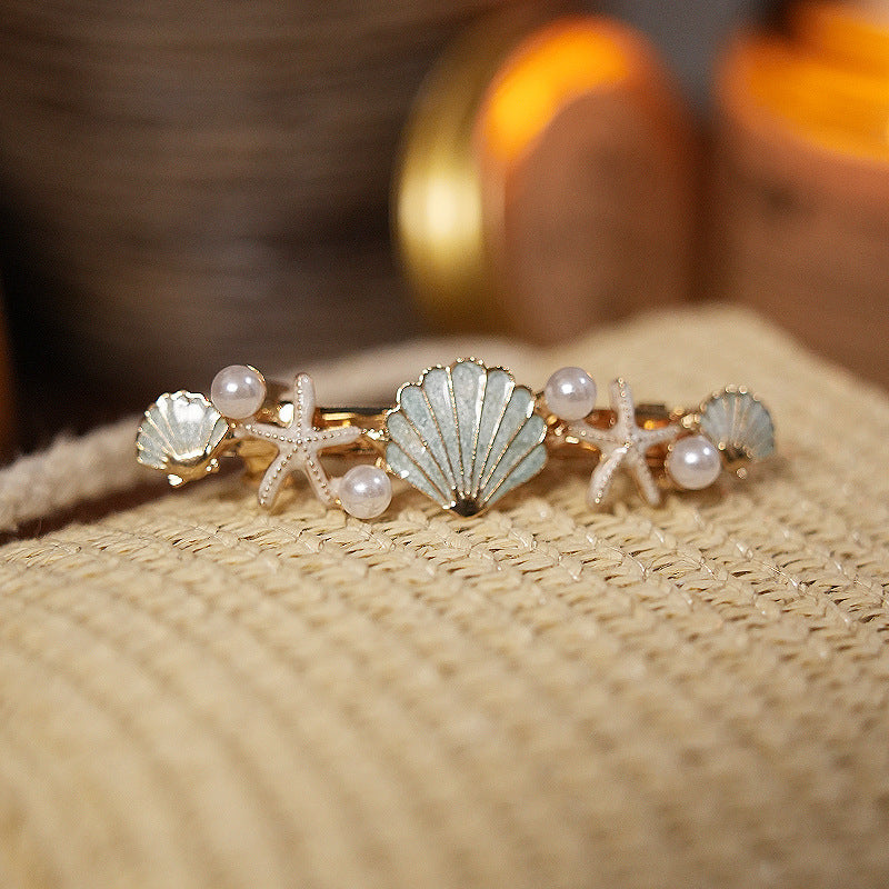 Marine Shell Starfish Spring Hair Clip