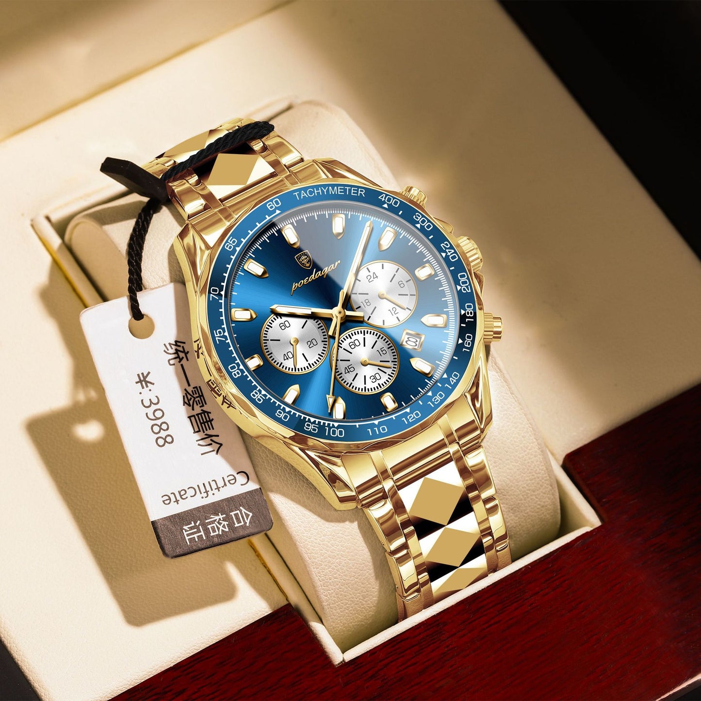 Swiss brand multifunctional men's watch steel band luminous quartz watch live foreign trade explosions a generation of hair