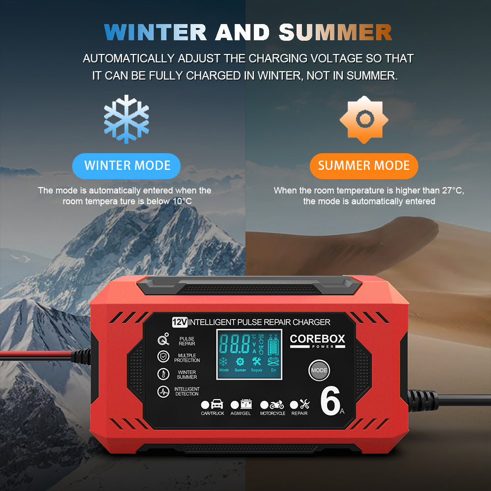 12V6A Smart Battery Charger AGM Start Stop