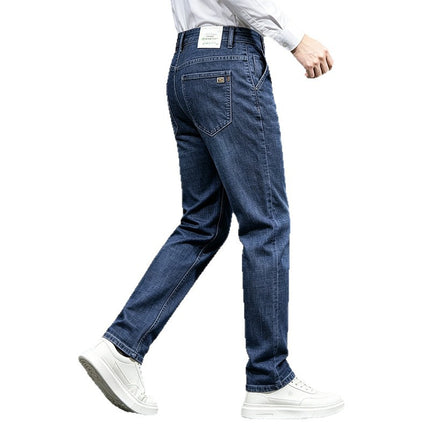 Men's Jeans Mid-Waist Stretch Denim Trousers