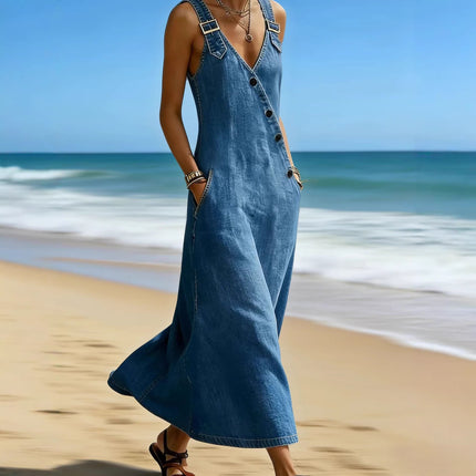 Womens Vintage Denim A-line Dress