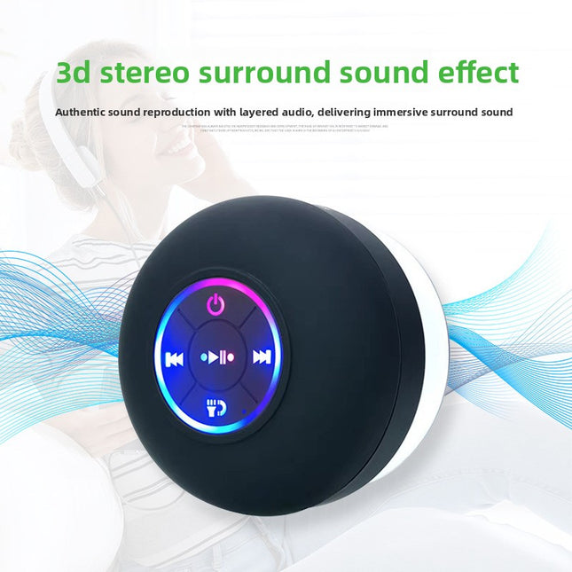 Waterproof Bluetooth Speaker with LED Light and Suction Cup