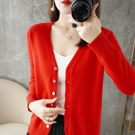 Womens V-Neck Knit Cardigan