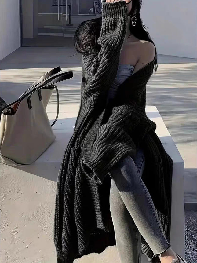 Versatile long-sleeve knitted cardigan