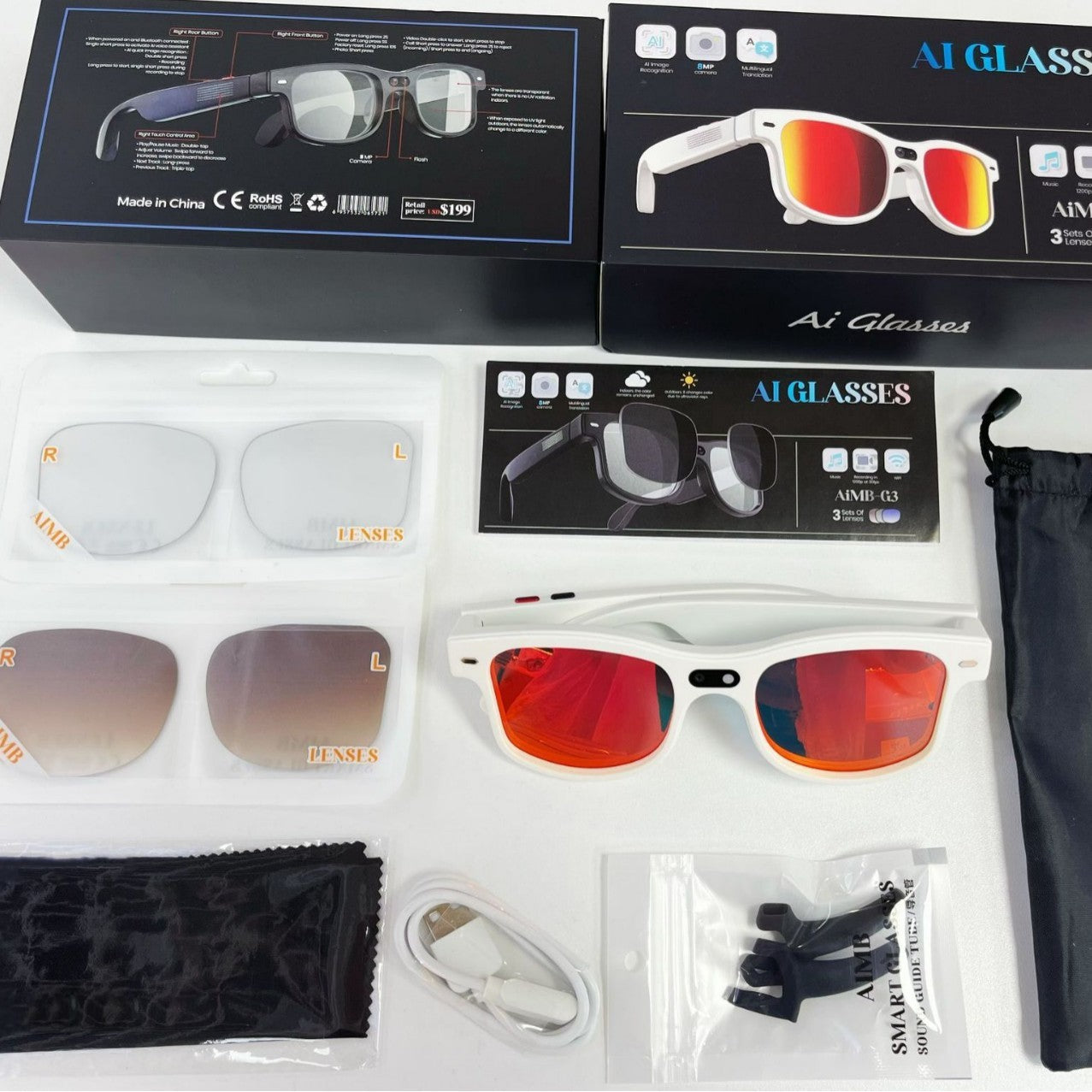 AIMB-G1 Smart Glasses with AI Translation
