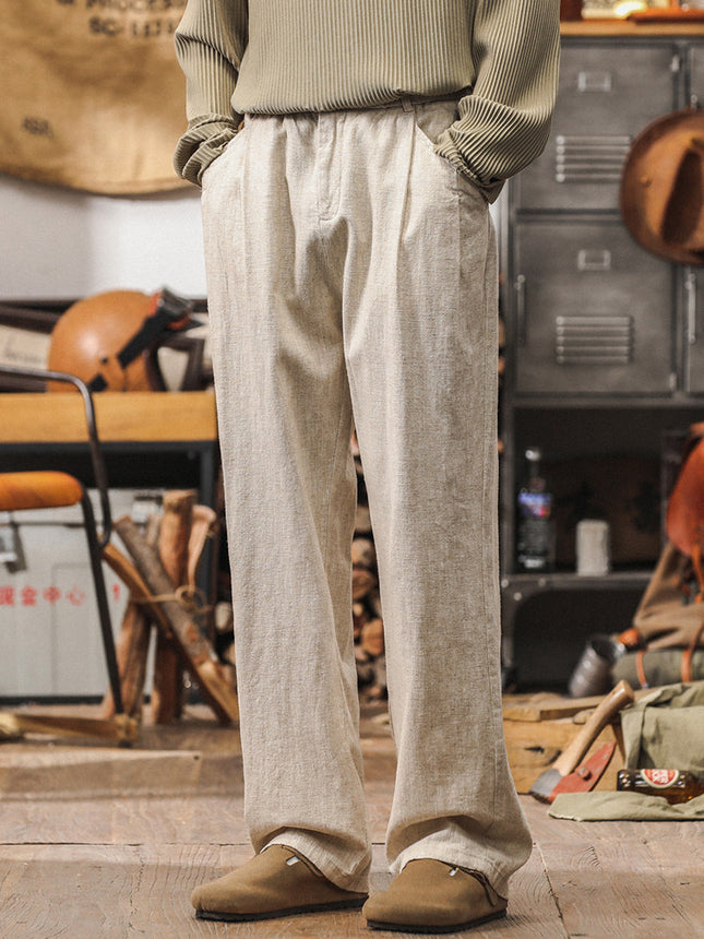 Mens Vintage Linen Casual Pants