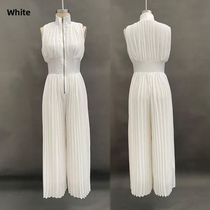 Womens Fashion Pleated Halter Neck Jumpsuit