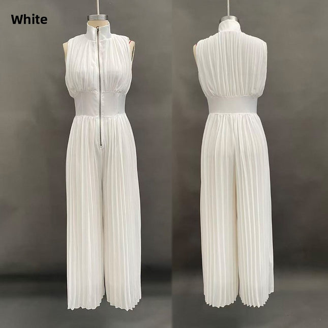 Womens Fashion Pleated Halter Neck Jumpsuit