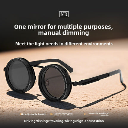 Adjustable Polarized Sunglasses Steampunk Round Metal Frame