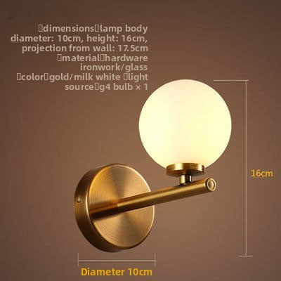 Nordic Glass Wall Lamp with Gold Electroplated Finish