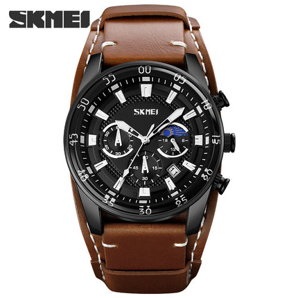 Mens Calendar Leather Strap Watch