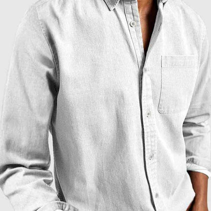 Cotton Button Men's Long Sleeve Shirt
