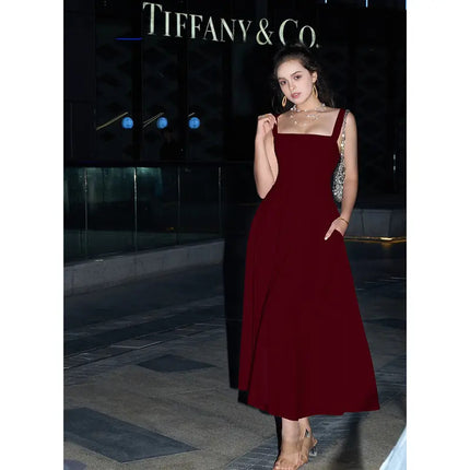 Elegant Square Neck Chiffon Dress