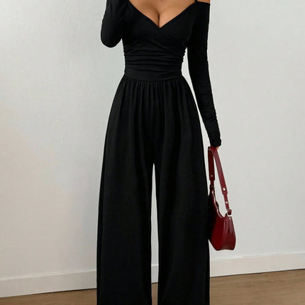 Women's V-Neck Wide-Leg Jumpsuit