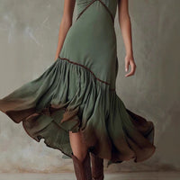 Bohemian Tie-Dye Ruffle Midi Skirt For Cross-Border Independent Sites In Europe And The US