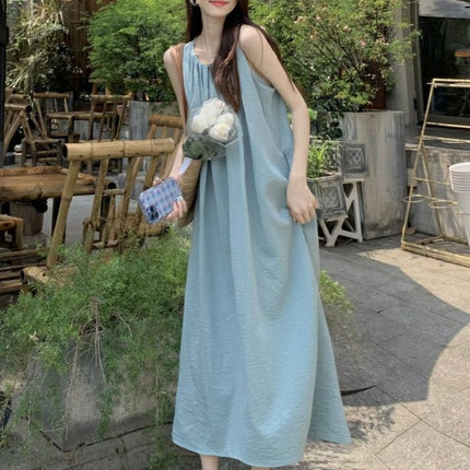Sleeveless Vest Dress with Hanging Neck Strap