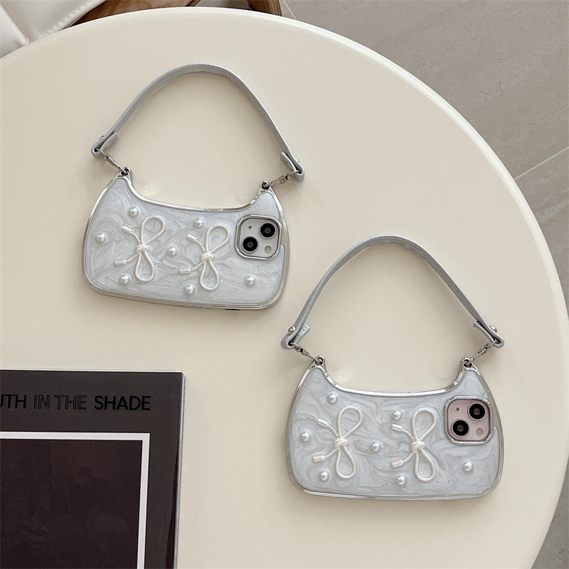 Pearl Bow Silicone Phone Case for iPhone
