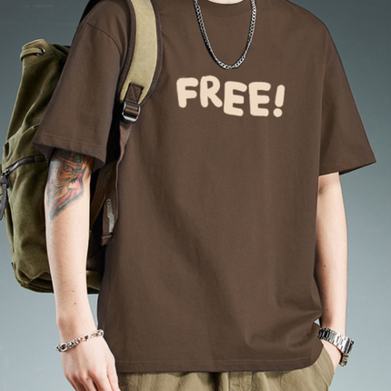 Heavyweight Cotton Short Sleeve T-Shirt Men Casual Printed Tee