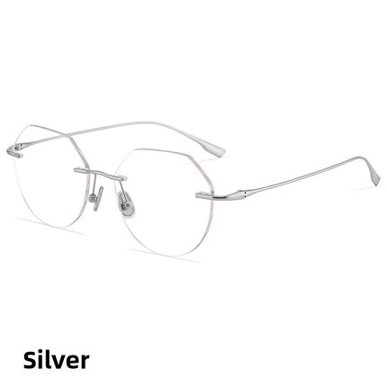 Rimless Photochromic Glasses Anti Blue Light Square Frame