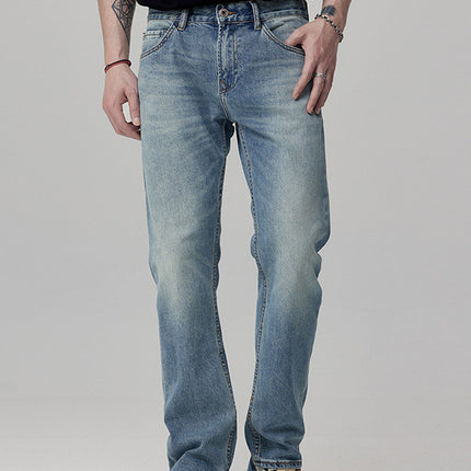 Straight Fit Washed Denim Jeans for Men