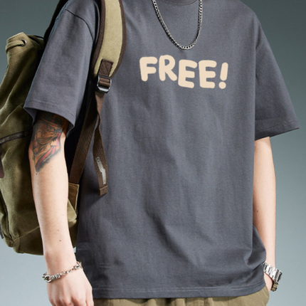 Heavyweight Cotton Short Sleeve T-Shirt Men Casual Printed Tee
