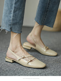 Women's Square-toe Low-block-heeled Closed-toe Pumps