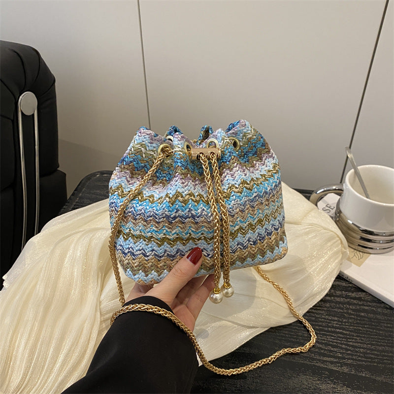 حقيبة شاطئ، حقيبة بسلسلة، حقيبة كتف وحقيبة كروس نسائية، حقيبة دلو مرصعة بالألماس