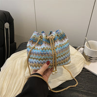 حقيبة شاطئ، حقيبة بسلسلة، حقيبة كتف وحقيبة كروس نسائية، حقيبة دلو مرصعة بالألماس