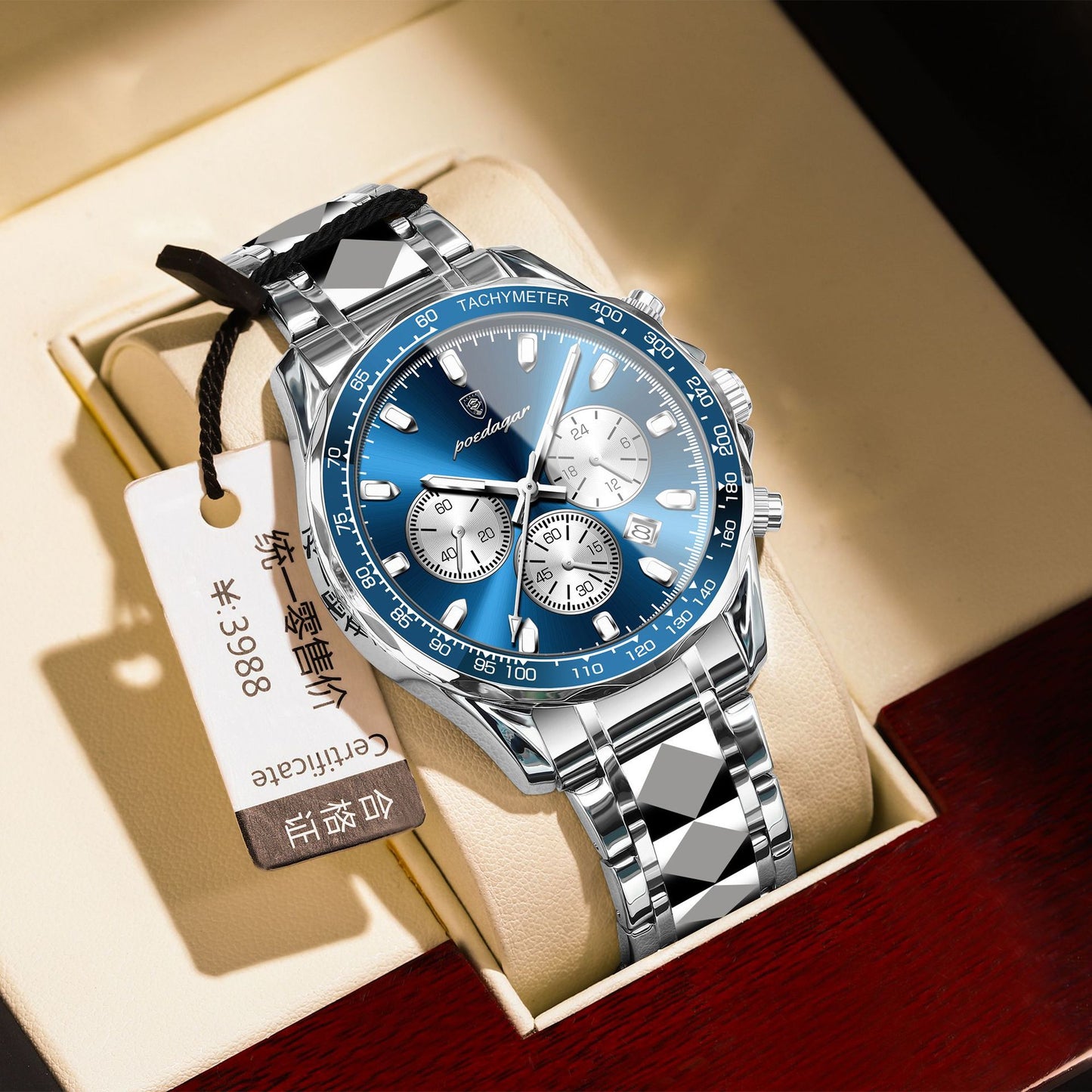 Swiss brand multifunctional men's watch steel band luminous quartz watch live foreign trade explosions a generation of hair