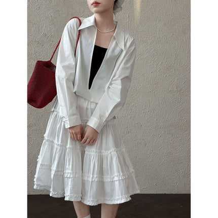 Womens Loose V-Neck Long-Sleeve Shirt