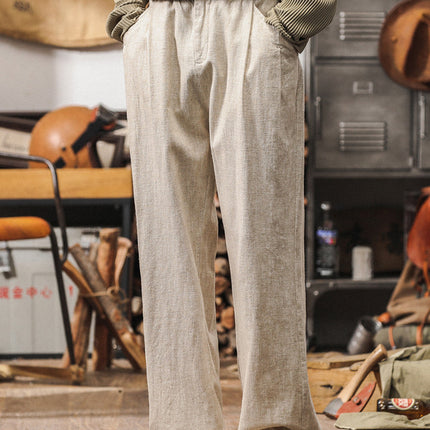 Mens Vintage Linen Casual Pants