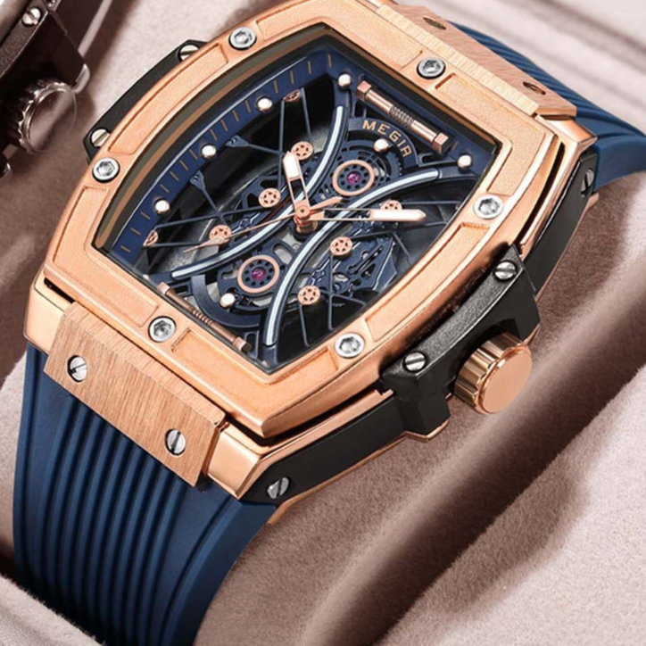 Megir Men's Square Luminous Sports Watch