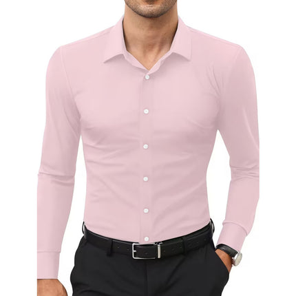 Four-Way Stretch White Button-Down Men's Plus-Size Shirt