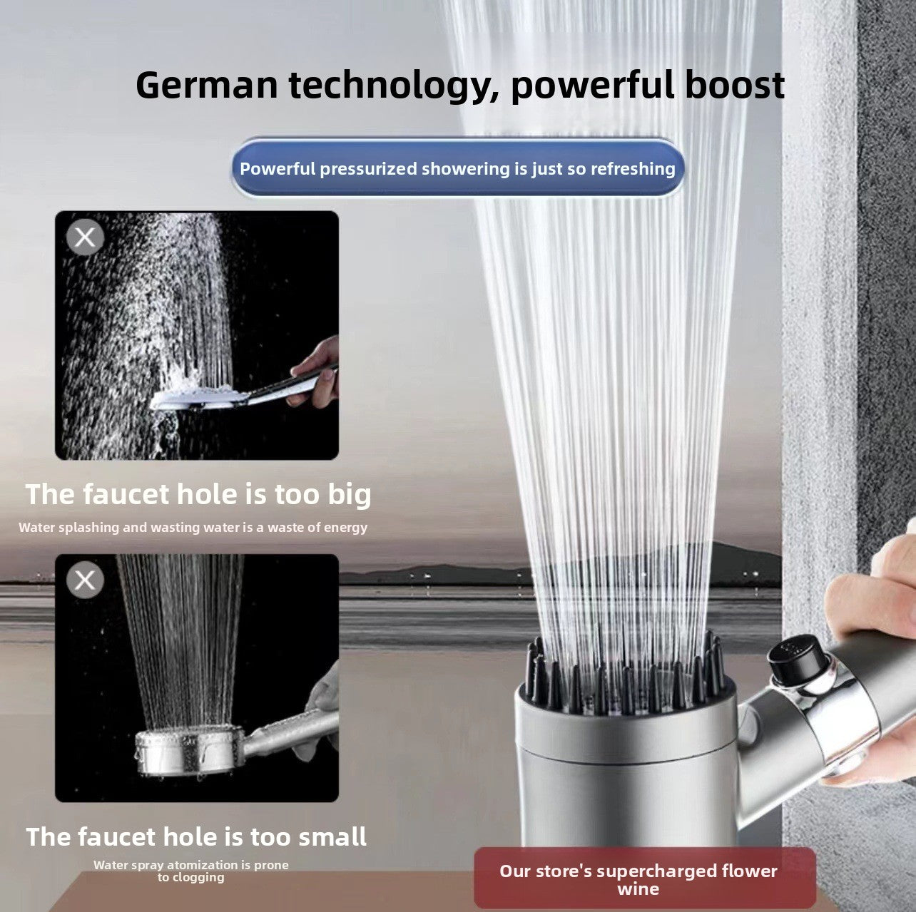 Handheld Multi-Function Shower Head with Water Filter