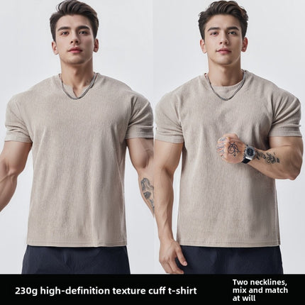 High-Quality Texture Cuff Sleeve T-Shirt for Men