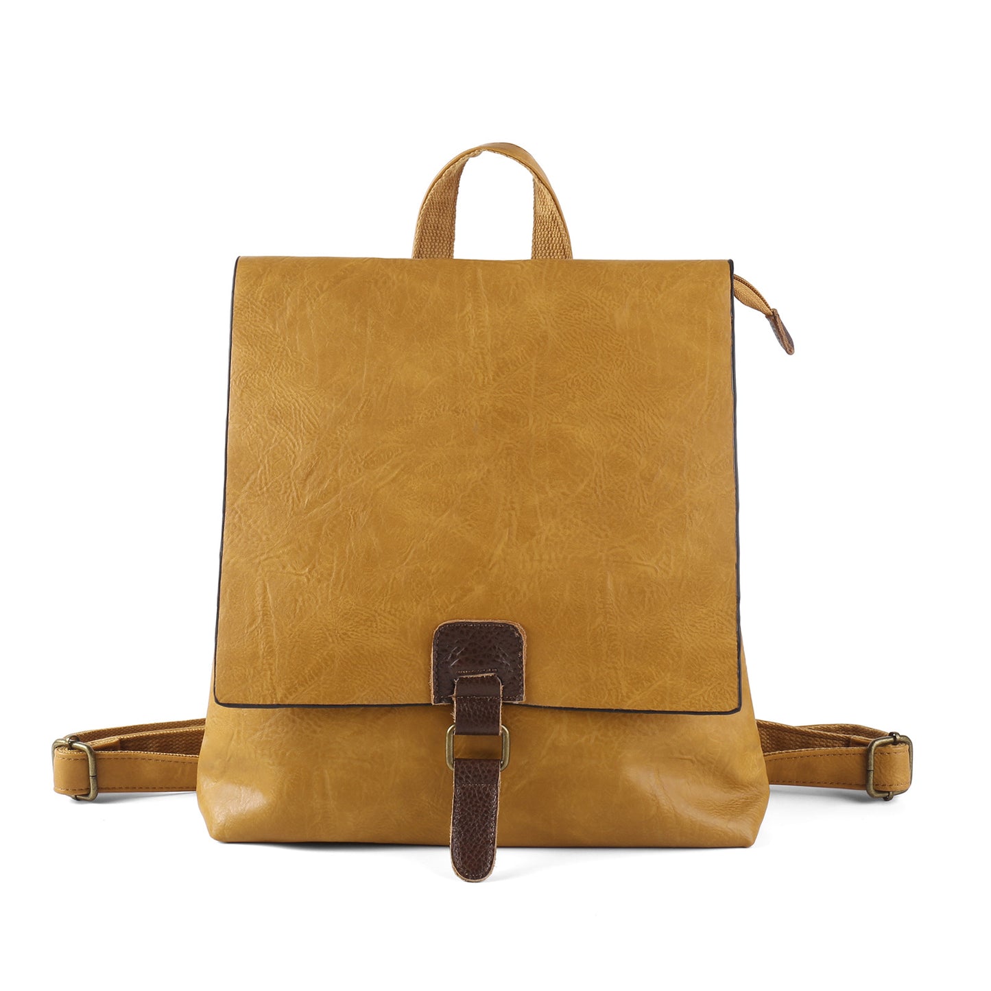 Vintage PU Leather Backpack with Multiple Pockets