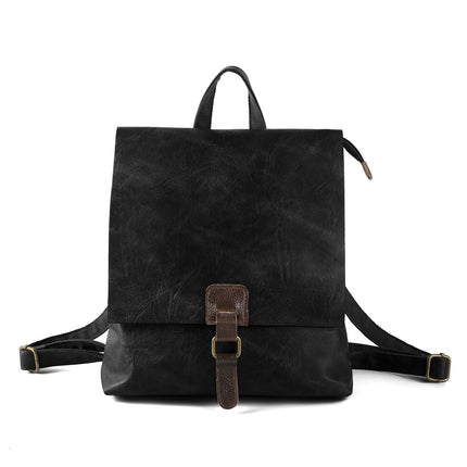 Vintage PU Leather Backpack with Multiple Pockets