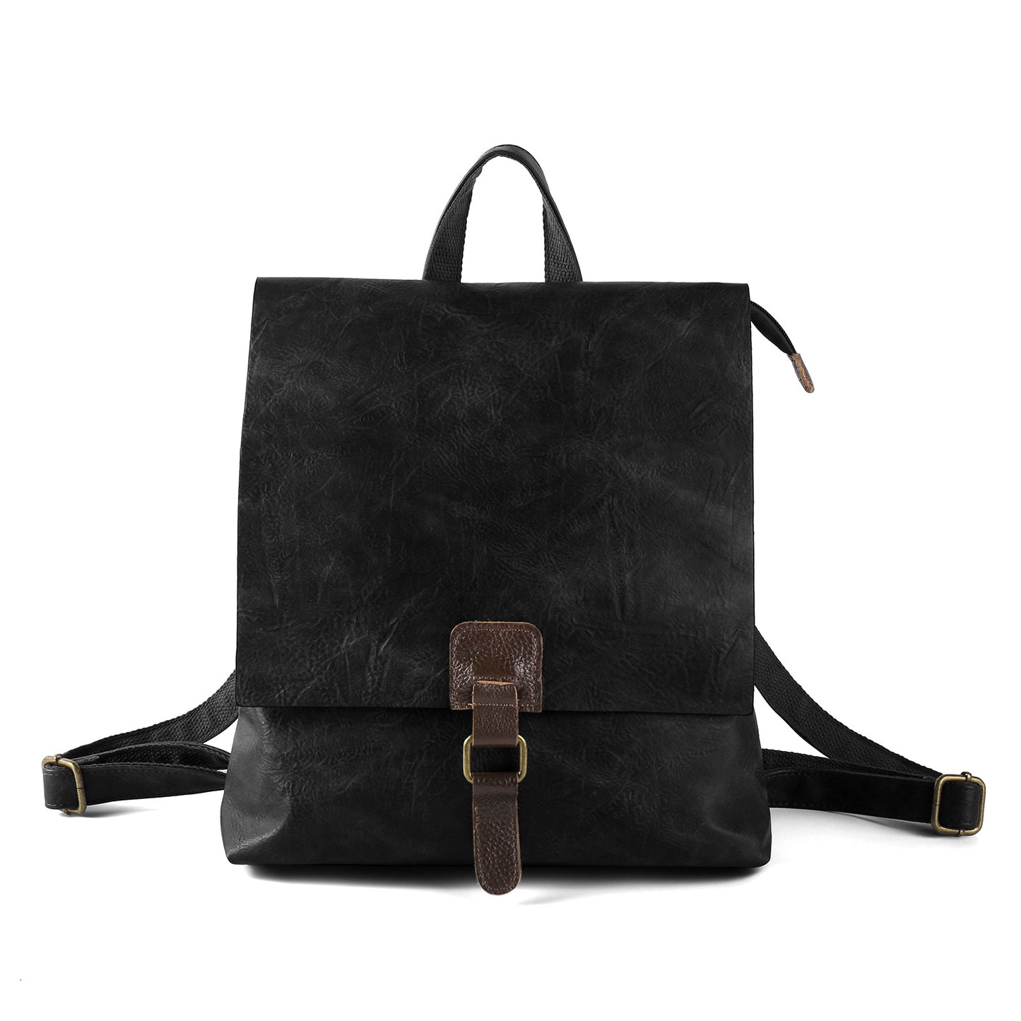 Vintage PU Leather Backpack with Multiple Pockets