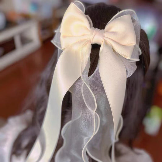 Long Ribbon Bow Hairpin for Girls