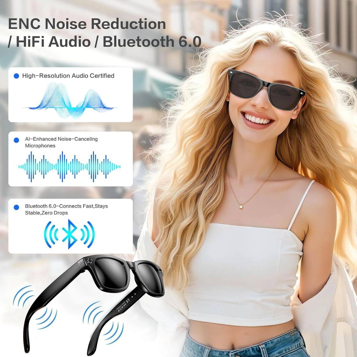 AI Smart Glasses with Camera and Color-Changing Lenses