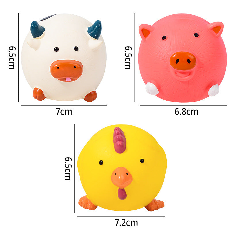 Latex Squeaky Animal Ball Pet Toy