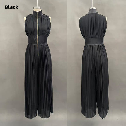 Womens Fashion Pleated Halter Neck Jumpsuit